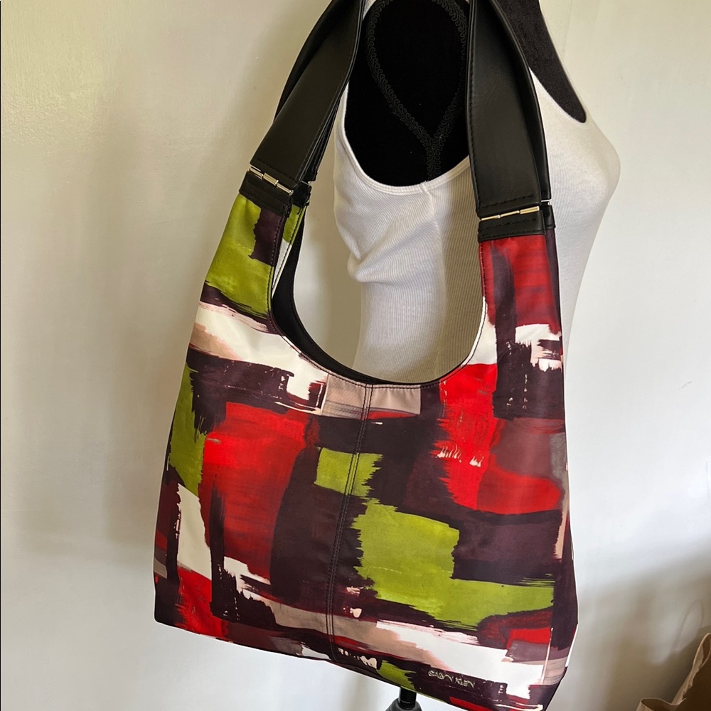 Calvin Klein Abstract Print Sateen Hobo Shoulder Bag